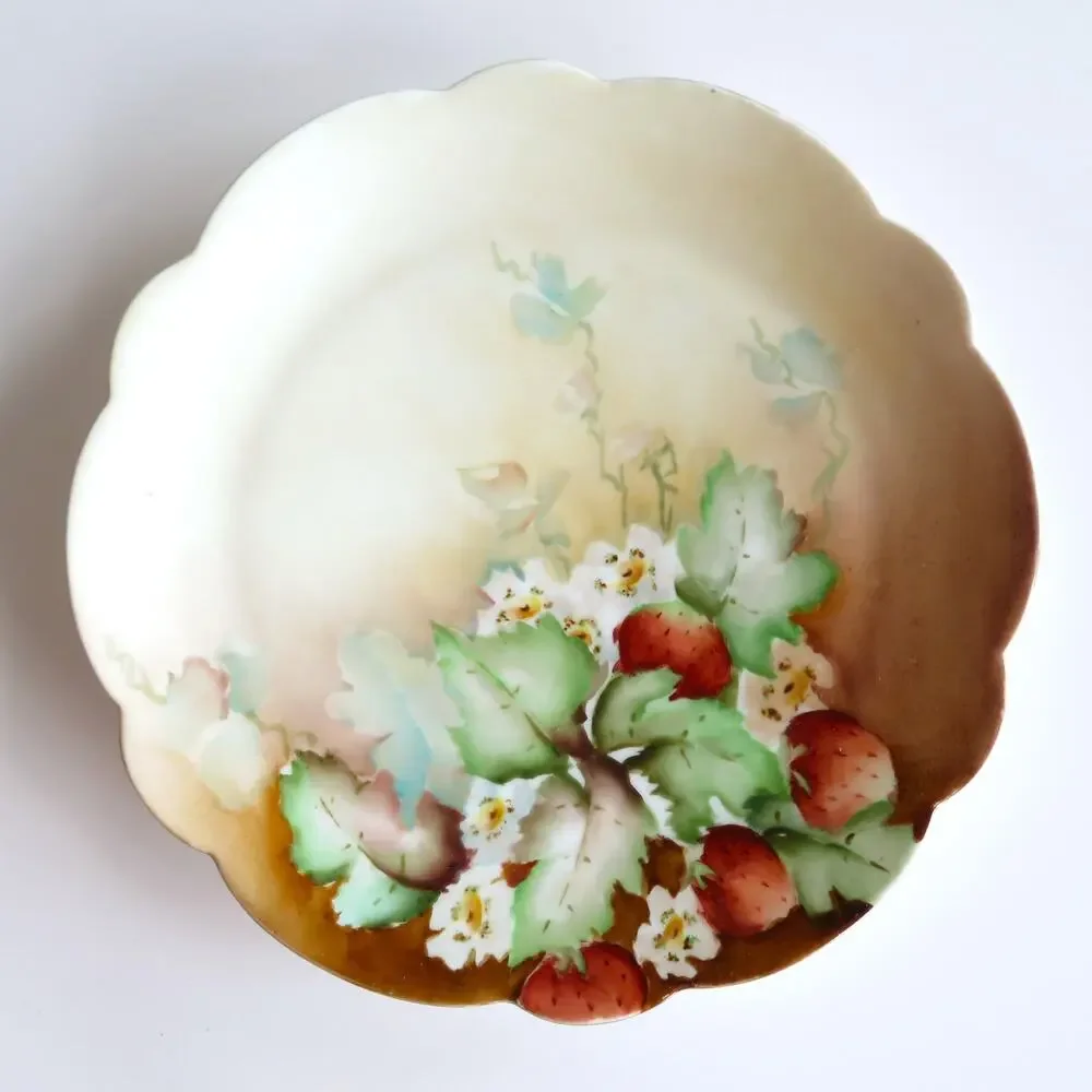 Antique Austrian Porcelain Plates Set 3 Vienna Austria Mark Hand Painted Berries